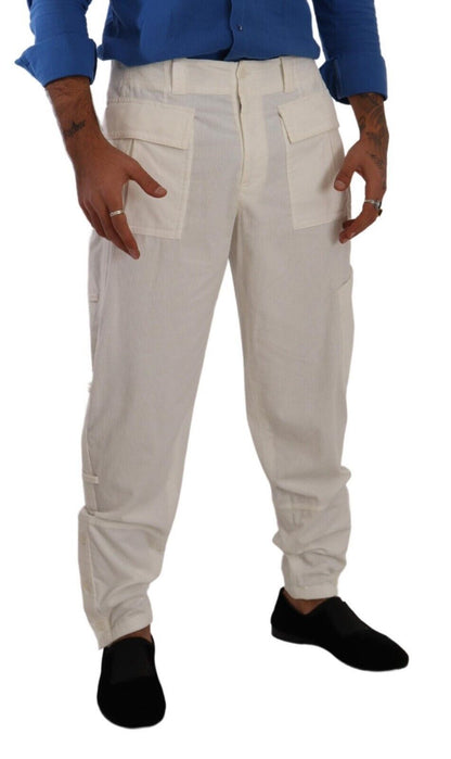 Pantalon cargo en sergé de coton blanc cassé de Dolce & Gabbana