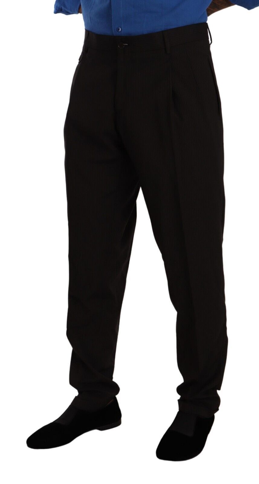 Pantalon tailleur slim en laine marron de Dolce &amp; Gabbana