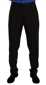 Pantalon tailleur slim en laine marron de Dolce &amp; Gabbana