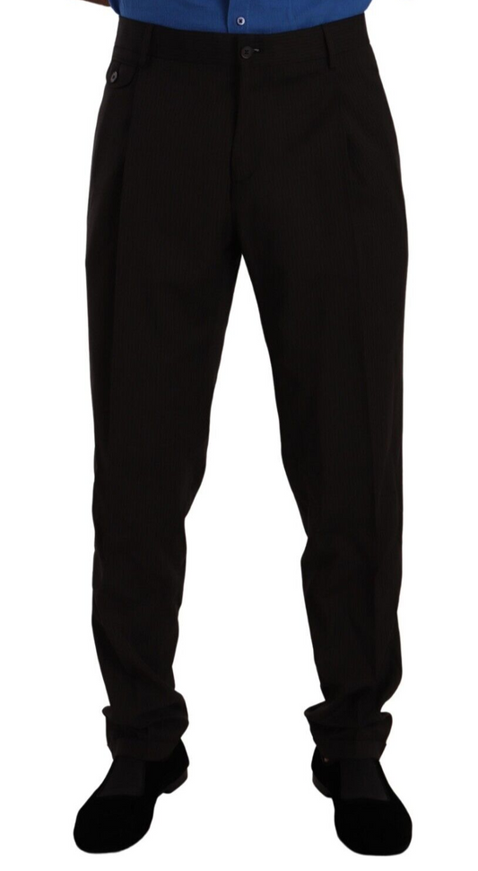 Pantalon tailleur slim en laine marron de Dolce & Gabbana