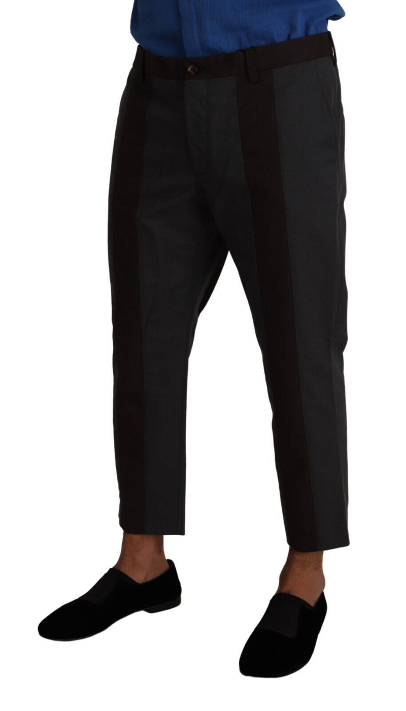 Dolce &amp; Gabbana grijze, bordeauxrode gestreepte cropped broek