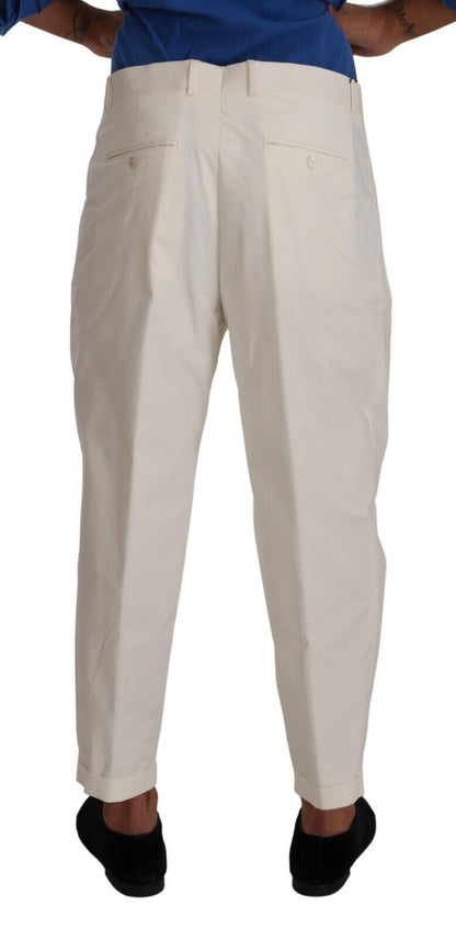 Pantalon tailleur droit pour homme en coton blanc Dolce & Gabbana