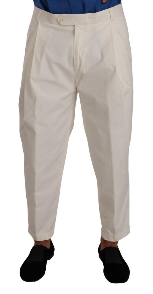 Pantalon tailleur droit pour homme en coton blanc Dolce & Gabbana