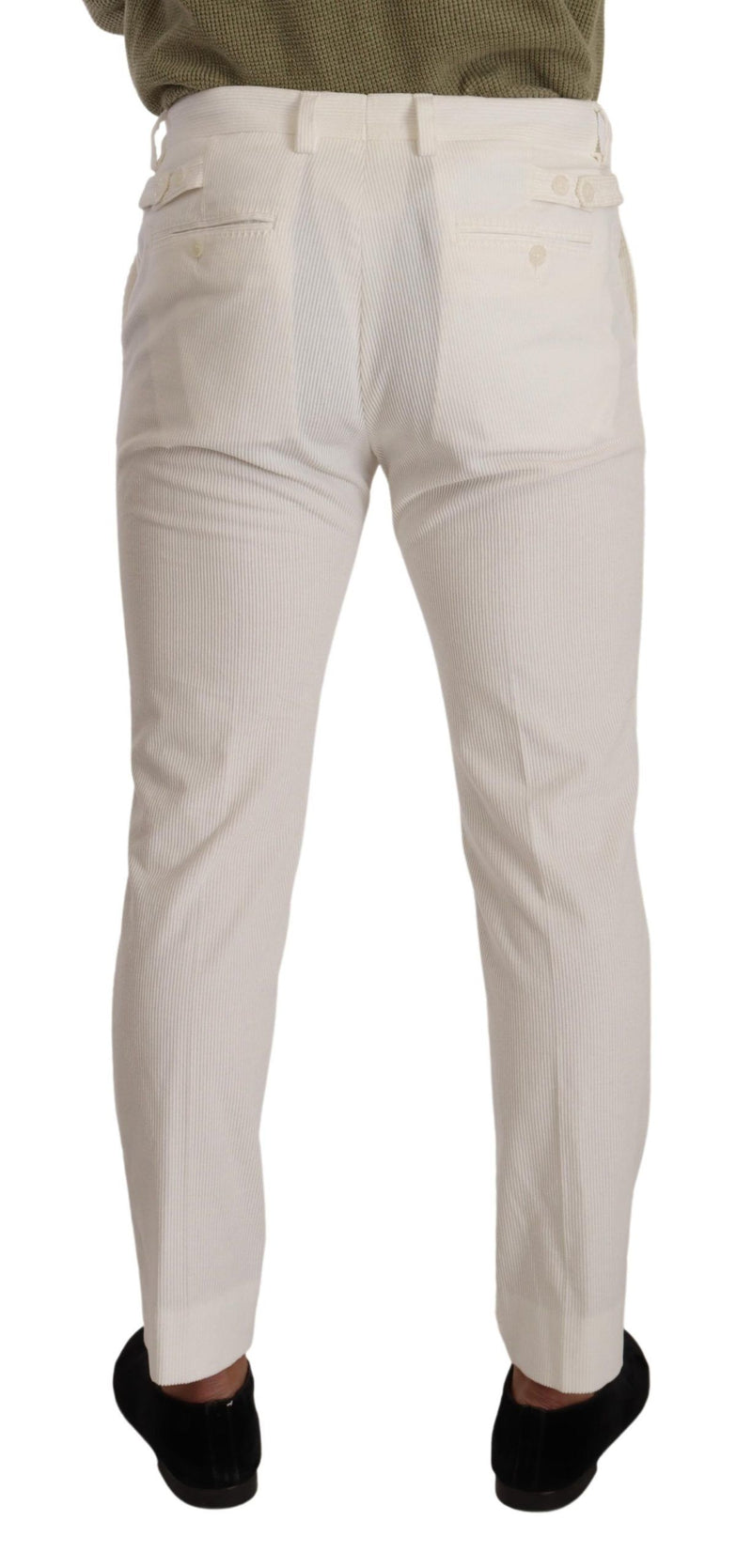 Pantalon en velours côtelé blanc en coton, coupe skinny, Dolce &amp; Gabbana