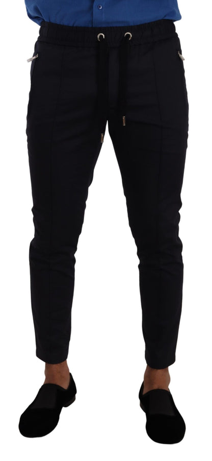 Pantalon jogging en coton extensible bleu Dolce & Gabbana