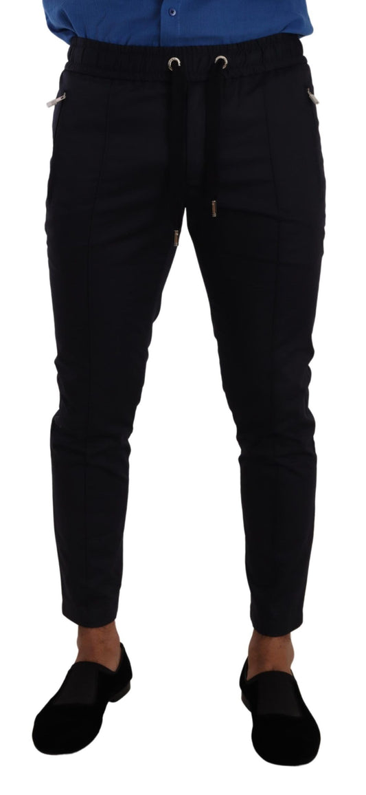Pantalon jogging en coton extensible bleu Dolce & Gabbana