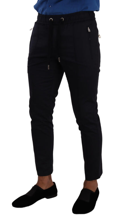 Pantalon jogging en coton extensible bleu Dolce & Gabbana