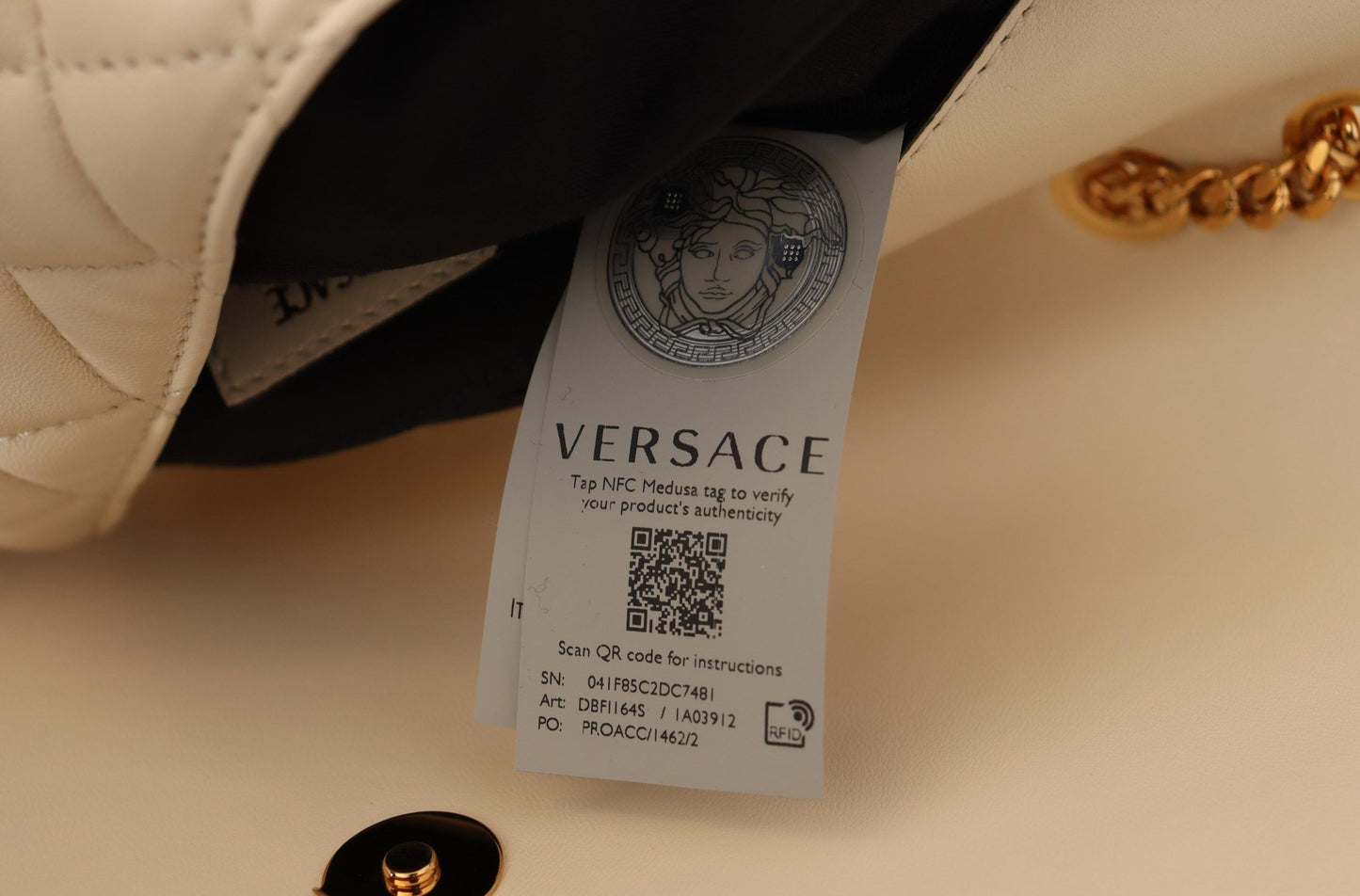 Sac à bandoulière élégant en cuir nappa blanc Versace