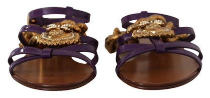 Sandales plates Devotion en cuir violet de Dolce & Gabbana