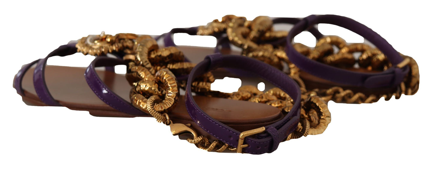Sandales plates Devotion en cuir violet de Dolce & Gabbana