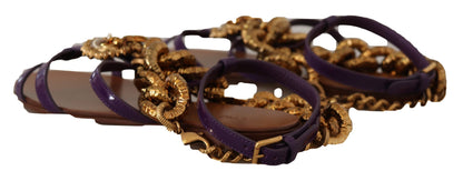 Sandales plates Devotion en cuir violet de Dolce & Gabbana
