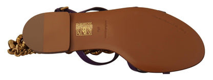 Sandales plates Devotion en cuir violet de Dolce & Gabbana