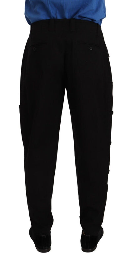 Pantalon cargo fuselé en coton extensible noir de Dolce & Gabbana