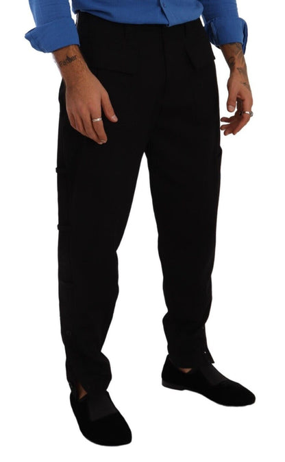 Pantalon cargo fuselé en coton extensible noir de Dolce & Gabbana