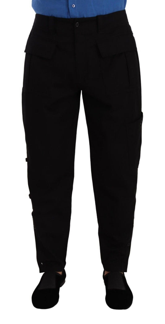 Pantalon cargo fuselé en coton extensible noir de Dolce & Gabbana