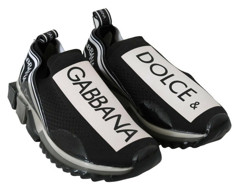 Dolce & Gabbana Zwarte en Witte SORRENTO Sportieve Stretch Sneakers