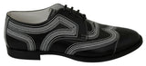 Dolce & Gabbana Derby Noir en Cuir avec Lacets Blancs