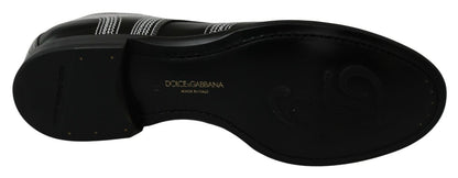 Chaussures habillées en cuir noir, style derby, avec lacets blancs de Dolce & Gabbana.