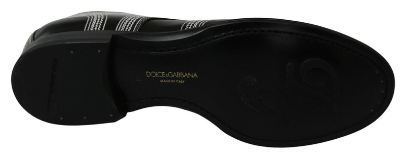 Dolce & Gabbana Derby Noir en Cuir avec Lacets Blancs