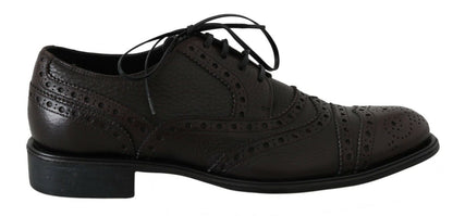 Chaussures habillées à bout rond en cuir marron de Dolce & Gabbana