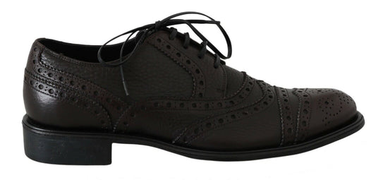 Chaussures habillées à bout rond en cuir marron de Dolce & Gabbana