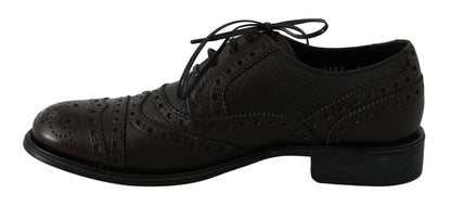 Chaussures habillées à bout rond en cuir marron de Dolce & Gabbana