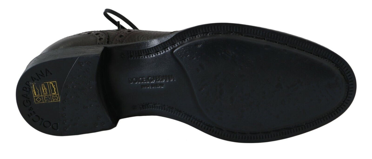 Chaussures habillées à bout rond en cuir marron de Dolce & Gabbana