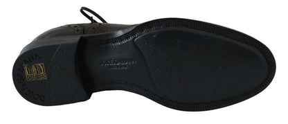 Chaussures habillées à bout rond en cuir marron de Dolce & Gabbana