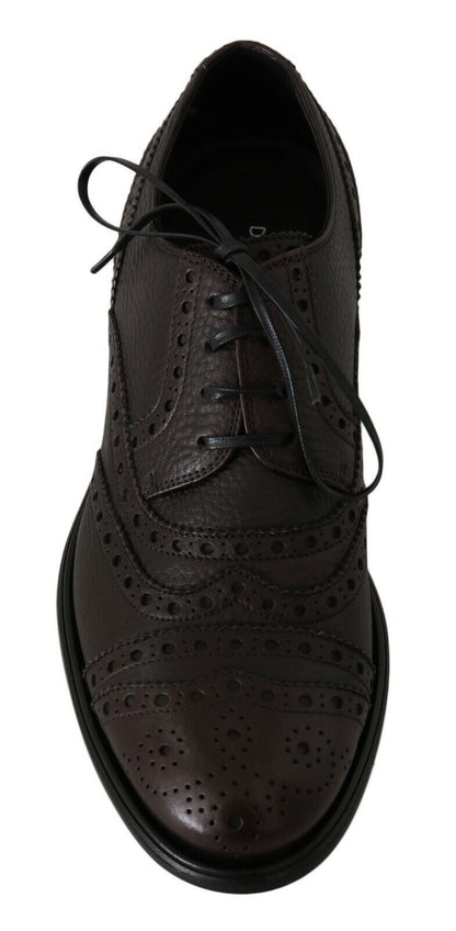 Chaussures habillées à bout rond en cuir marron de Dolce & Gabbana