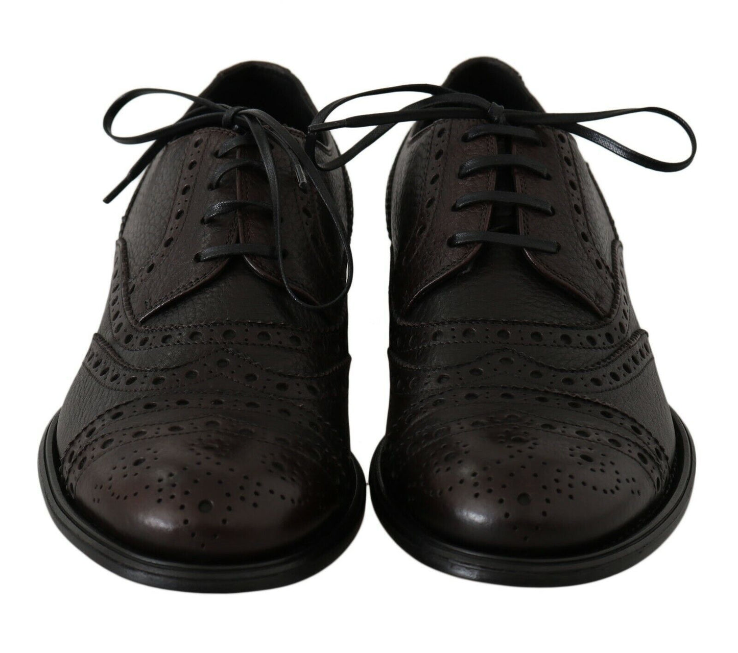 Chaussures habillées à bout rond en cuir marron de Dolce & Gabbana