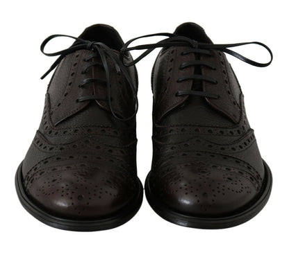Chaussures habillées à bout rond en cuir marron de Dolce & Gabbana