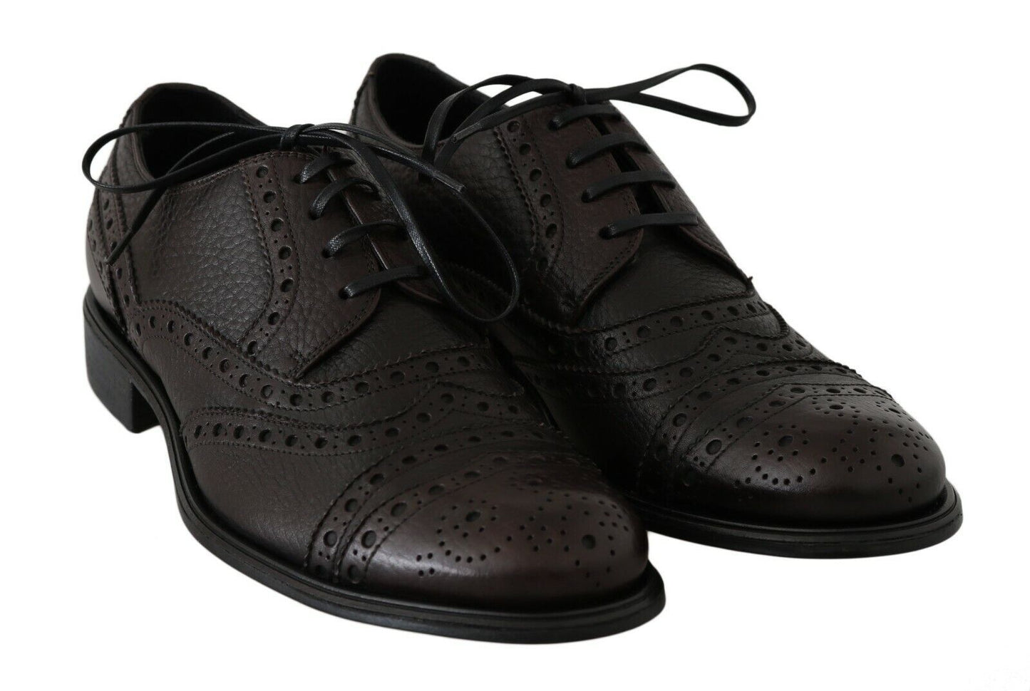 Chaussures habillées à bout rond en cuir marron de Dolce & Gabbana