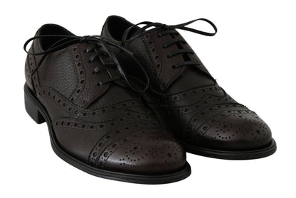 Chaussures habillées à bout rond en cuir marron de Dolce & Gabbana