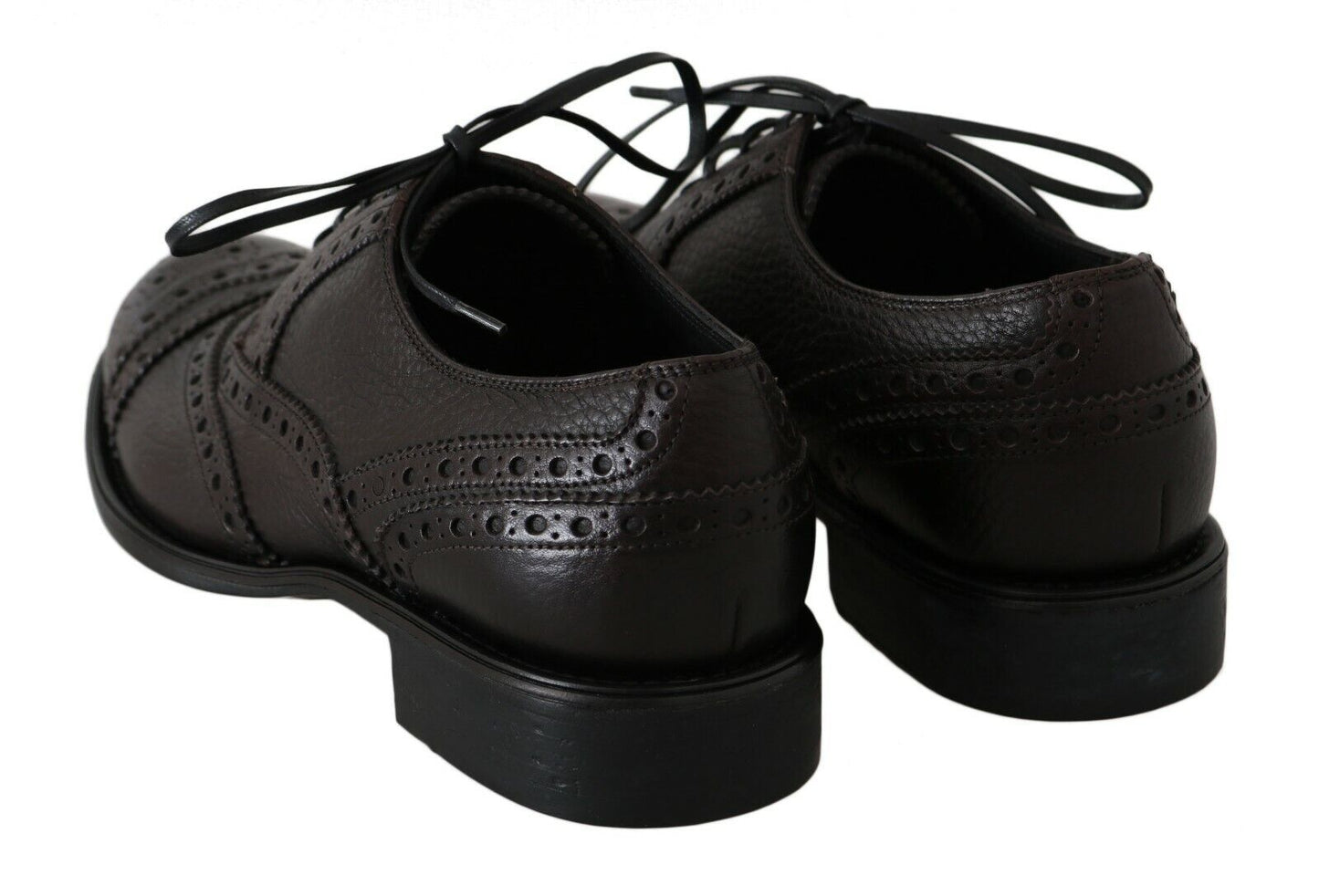 Chaussures habillées à bout rond en cuir marron de Dolce & Gabbana