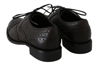 Chaussures habillées à bout rond en cuir marron de Dolce & Gabbana