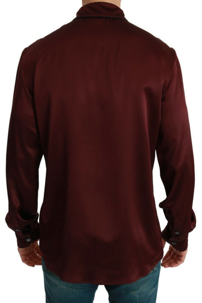 Chemise décontractée en soie bordeaux, style pyjama, Dolce & Gabbana