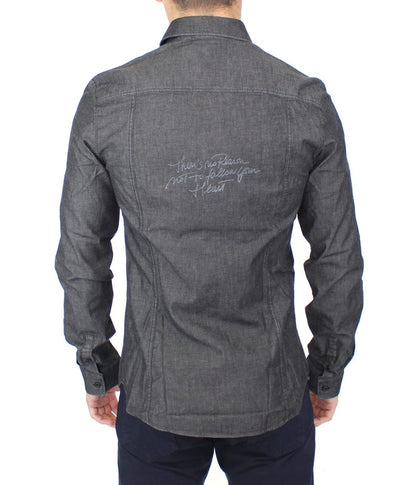 Chemise en jean délavé gris stretch en coton casual Ermanno Scervino
