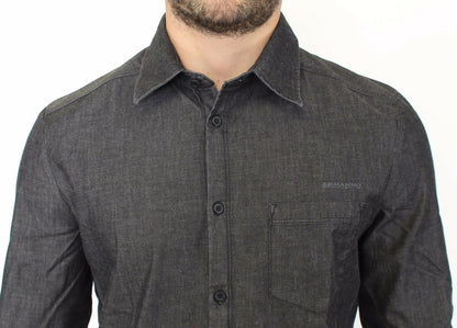 Chemise en jean délavé gris stretch en coton casual Ermanno Scervino