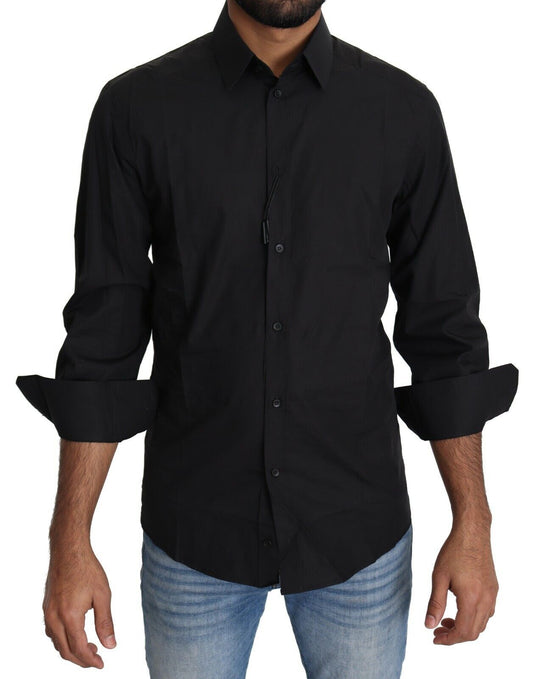Chemise habillée noire en coton pour homme Dolce & Gabbana