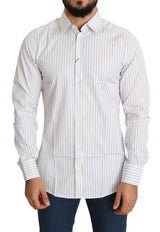 Chemise MARTINI blanche à rayures, style formel, Dolce &amp; Gabbana