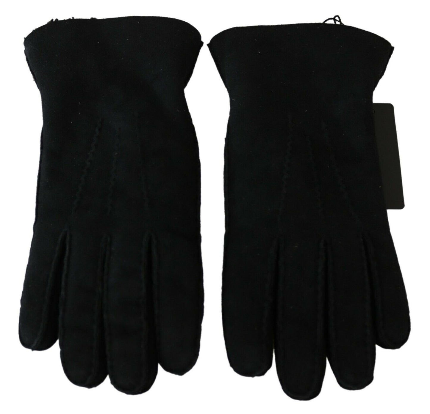 Gants de moto en cuir noir Dolce & Gabbana
