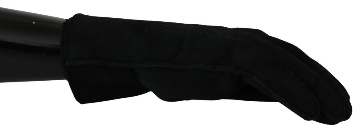Gants de moto en cuir noir Dolce & Gabbana