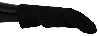 Gants de moto en cuir noir Dolce & Gabbana