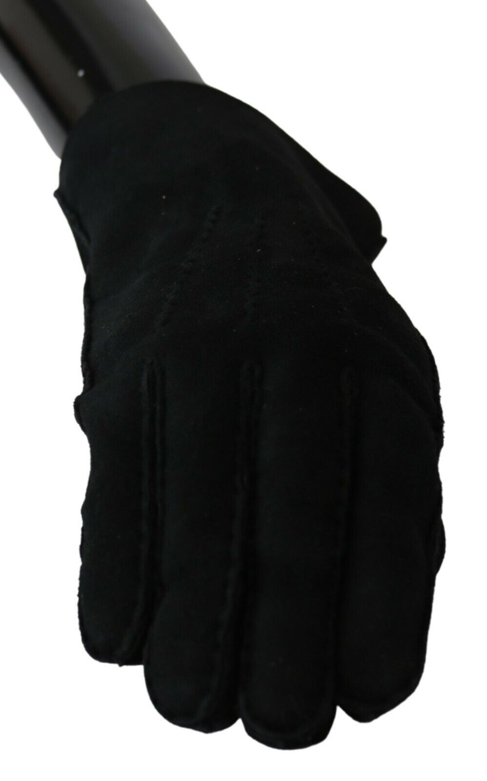 Gants de moto en cuir noir Dolce & Gabbana