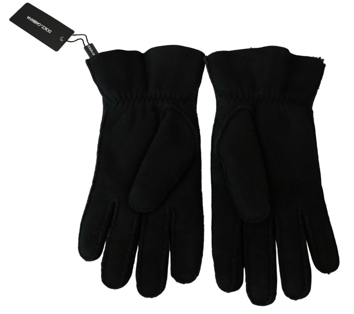 Gants de moto en cuir noir Dolce & Gabbana