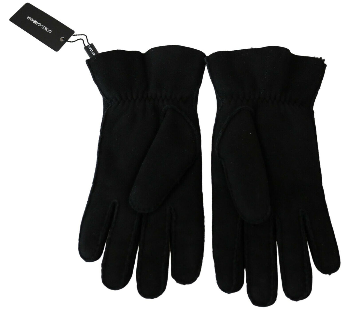 Gants de moto en cuir noir Dolce & Gabbana