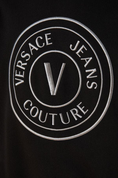Superbe sweat-shirt en coton noir à capuche de Versace Jeans