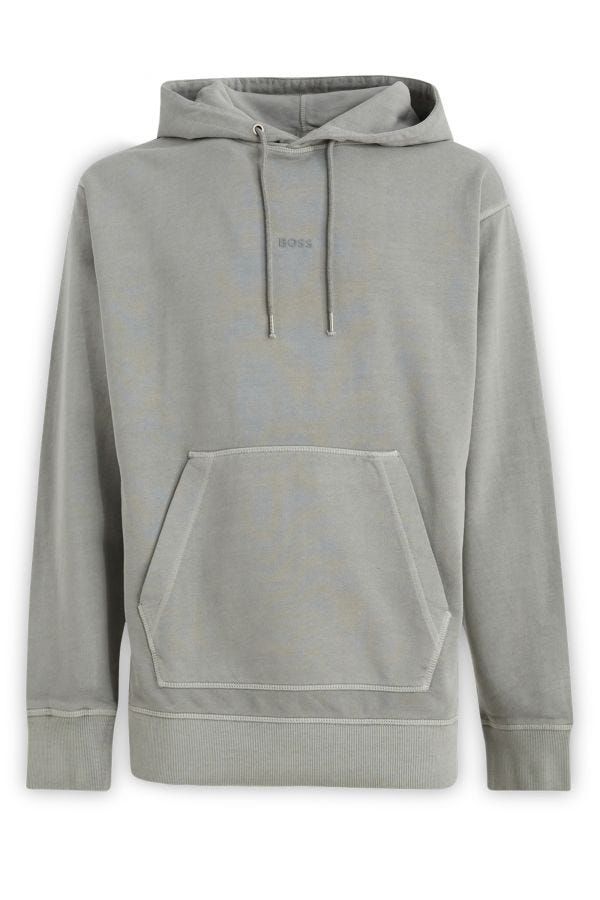 Hugo Boss Elegant Grijze Katoenen Kapuchon Sweatshirt