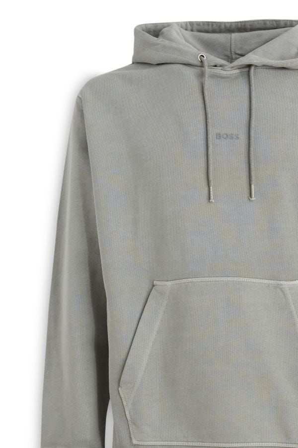 Hugo Boss Elegant Grijze Katoenen Kapuchon Sweatshirt
