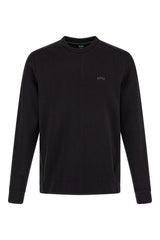 Sweat-shirt en coton noir à col rond, élégant, Hugo Boss